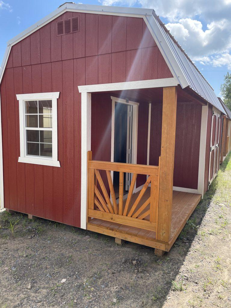 10×20 Lofted Side Porch Cabin – Red
