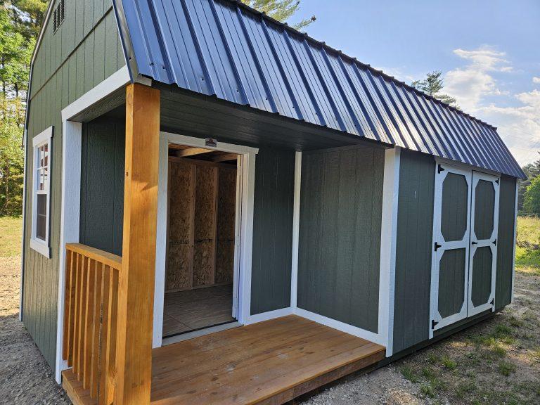 10×20 Lofted Side Porch Cabin – Rosemary Green